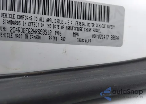 2017 Dodge Grand Caravan Gt from USA, damaged, VIN 2C4RDGEG2HR698512